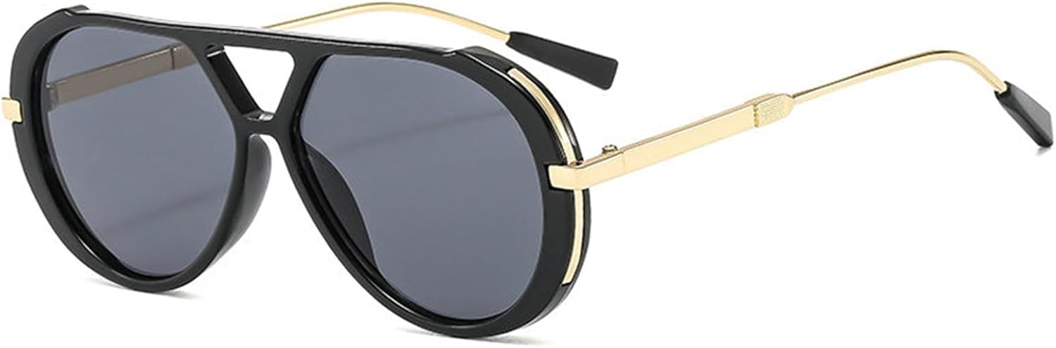 

Классические металлические ретро-солнцезащитные очки овальной формы для женщин в винтажном стиле, в стиле «пилот» и панк, летние модные очки с защитой от УФ-излучения UV400, размер S65 helena, Black