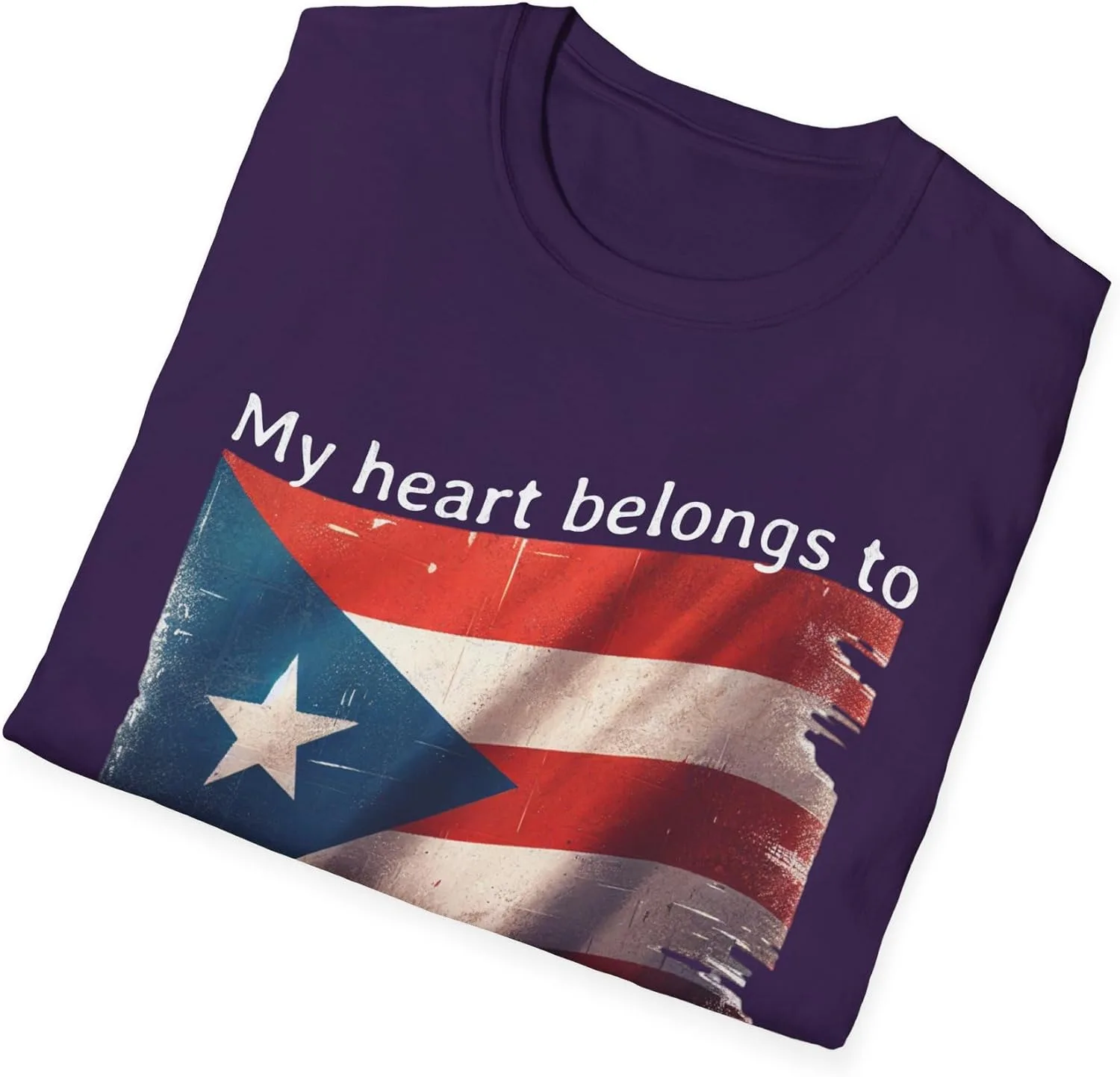 Футболка с принтом "My Heart Belongs to Puerto Rico" и флагом Пуэрто-Рико, к Национальному месяцу латиноамериканского наследия, подарок для латиноа или латино GENERIC, фиолетовый — фото 4