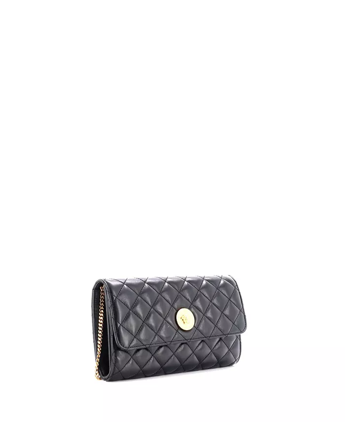 

Кошелек Icon Wallet on Chain из стеганой кожи Pre-Owned Versace, черный