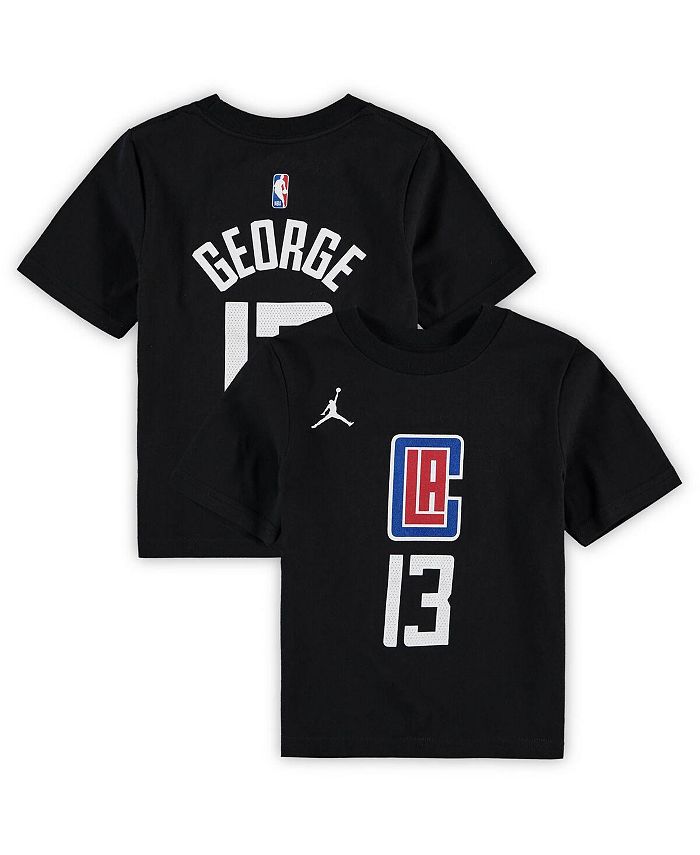 

Футболка бренда Paul George Black LA Clippers Statement Edition для мальчиков и девочек дошкольного возраста с именем и номером Jordan, черный