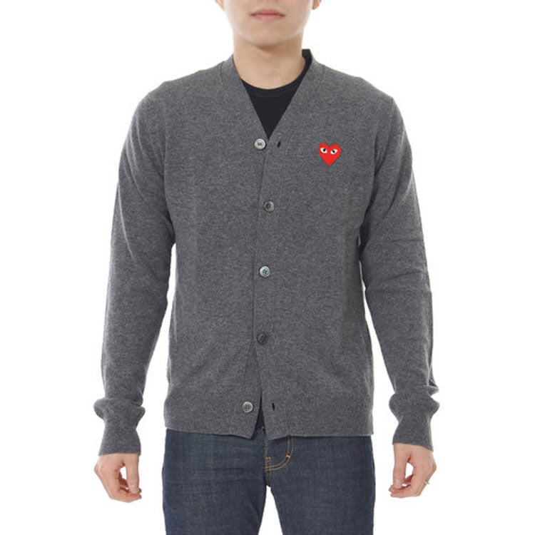 Кардиган COMME des GARCONS PLAY Cardigan Red Emblem 'Grey' AZ-N008-051-3, серый — фото 2