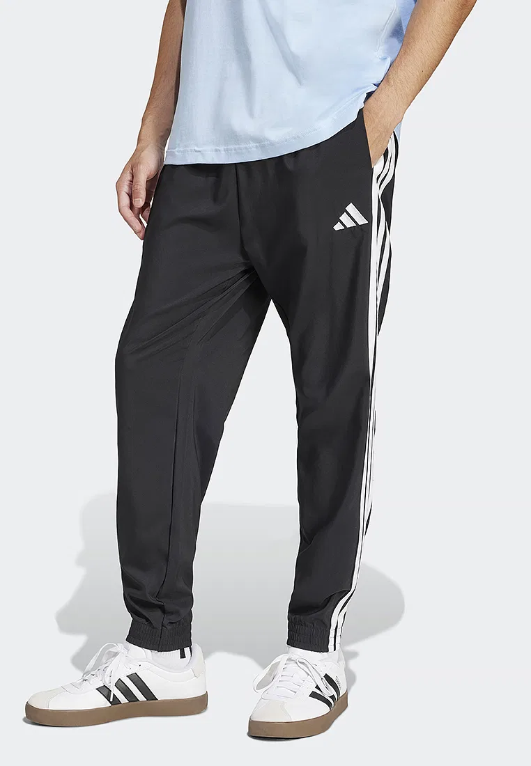 Тренировочные брюки, три полоски, Essentials, Adidas, белый/черный