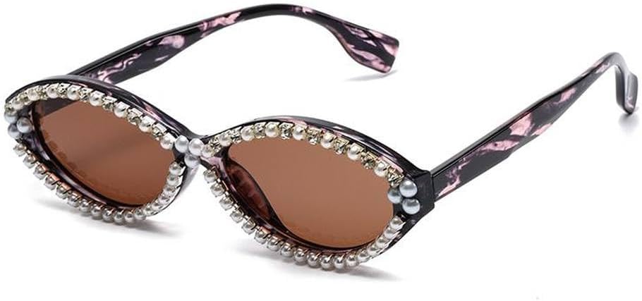 

Модные женские солнцезащитные очки «кошачий глаз» ручной работы с жемчугом, простые, с бриллиантами, для уличной стрельбы, сверкающие солнцезащитные очки LVTFCO, Flower