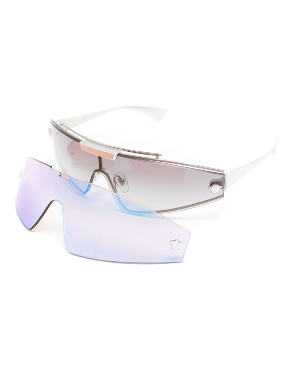 

Versace Eyewear солнцезащитные очки VE2265 в байкерской оправе, серебристый