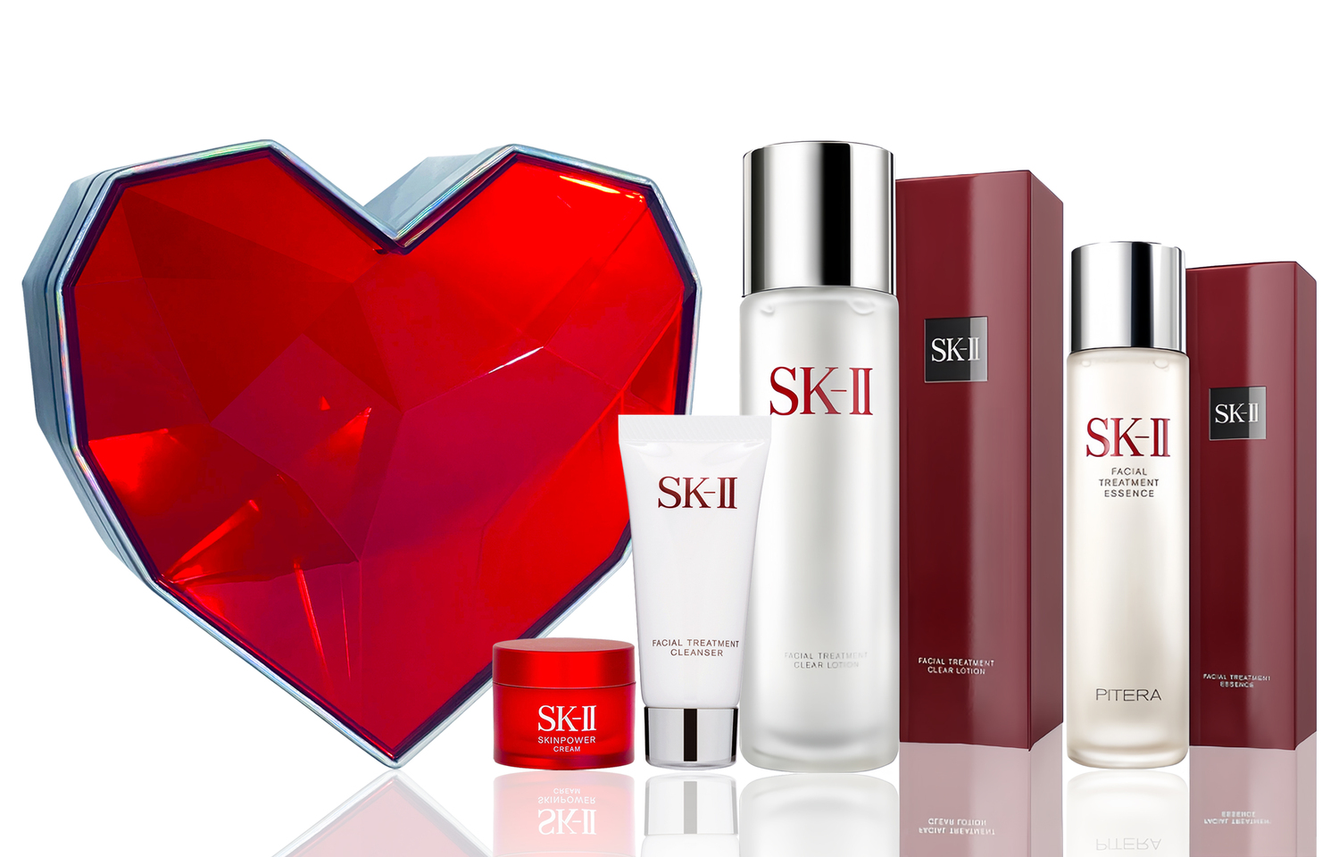 

SK II Qingyinglu наборы для ухода за кожей Unisex SK-II, lotion 230ml + water 75ml + cleansing 20g + cream 15g + bang heartbeat