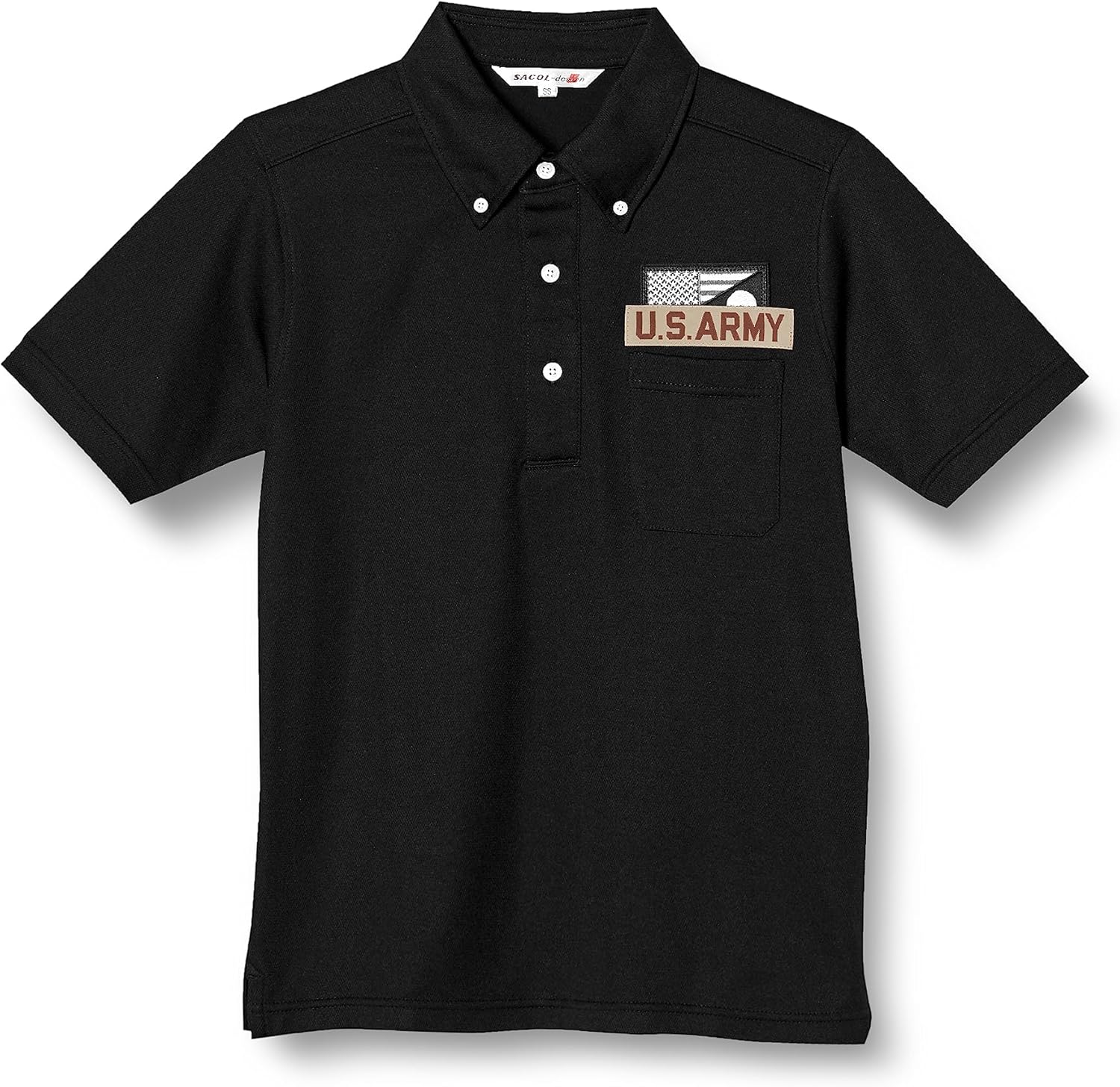 

Поло F-Style F-SD021123, эмблема армии США, влагоотводящая, быстросохнущая, с карманами, с коротким рукавом, на пуговицах, черная