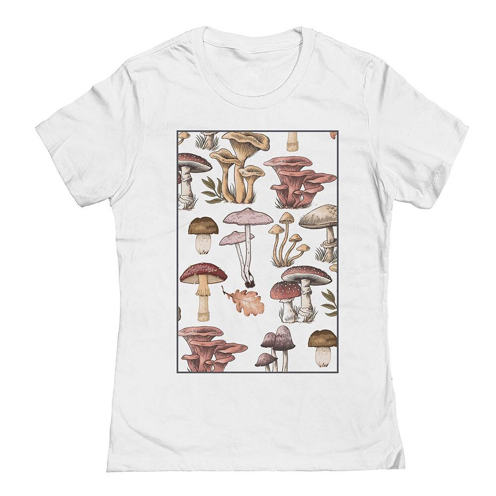 

Женская футболка с рисунком Junior's Shrooms в рамке Licensed Character, белый