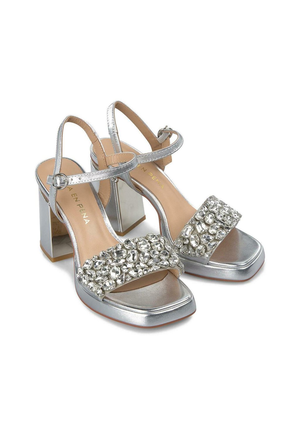 Босоножки на высоком каблуке BLOQUE DE Y CIERRE CON HEBILLA - Platform sandals Alma en Pena, серебряный — фото 3