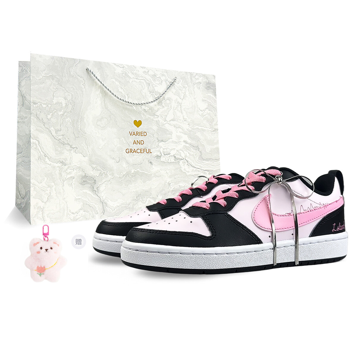 

Кроссовки Nike Court Borough Skateboard Shoes Women's Low-Top Pink, черный