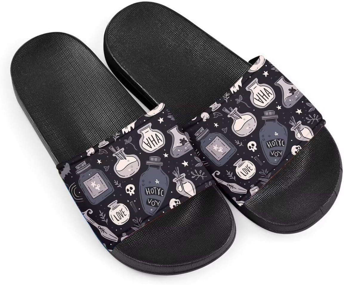 

Женские шлепанцы с мягкой подошвой, нескользящие, летние домашние тапочки для взрослых девушек и мальчиков, слипоны, шлепанцы для душа, для общежития Getelinseng, Dark Magic Potion