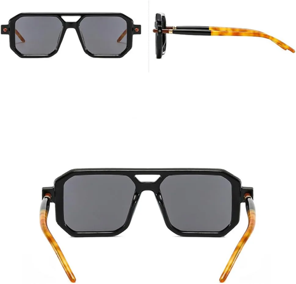 

Модные ретро-солнцезащитные очки квадратной формы для женщин и мужчин, винтажные солнцезащитные очки с защитой от УФ-излучения UV400 MTZJH, Black White Grey