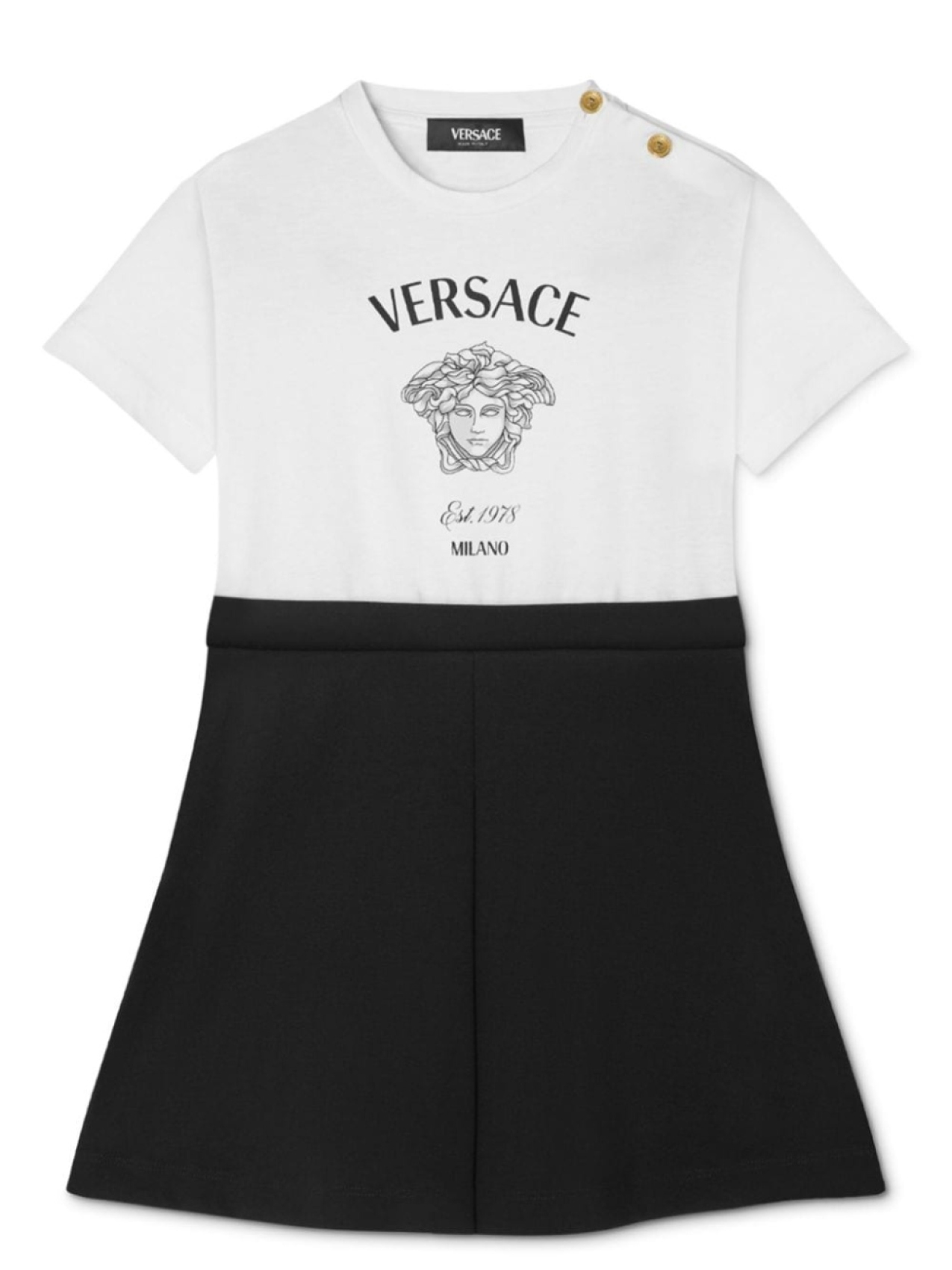 

Двухцветное платье Medusa Head Versace Kids, белый