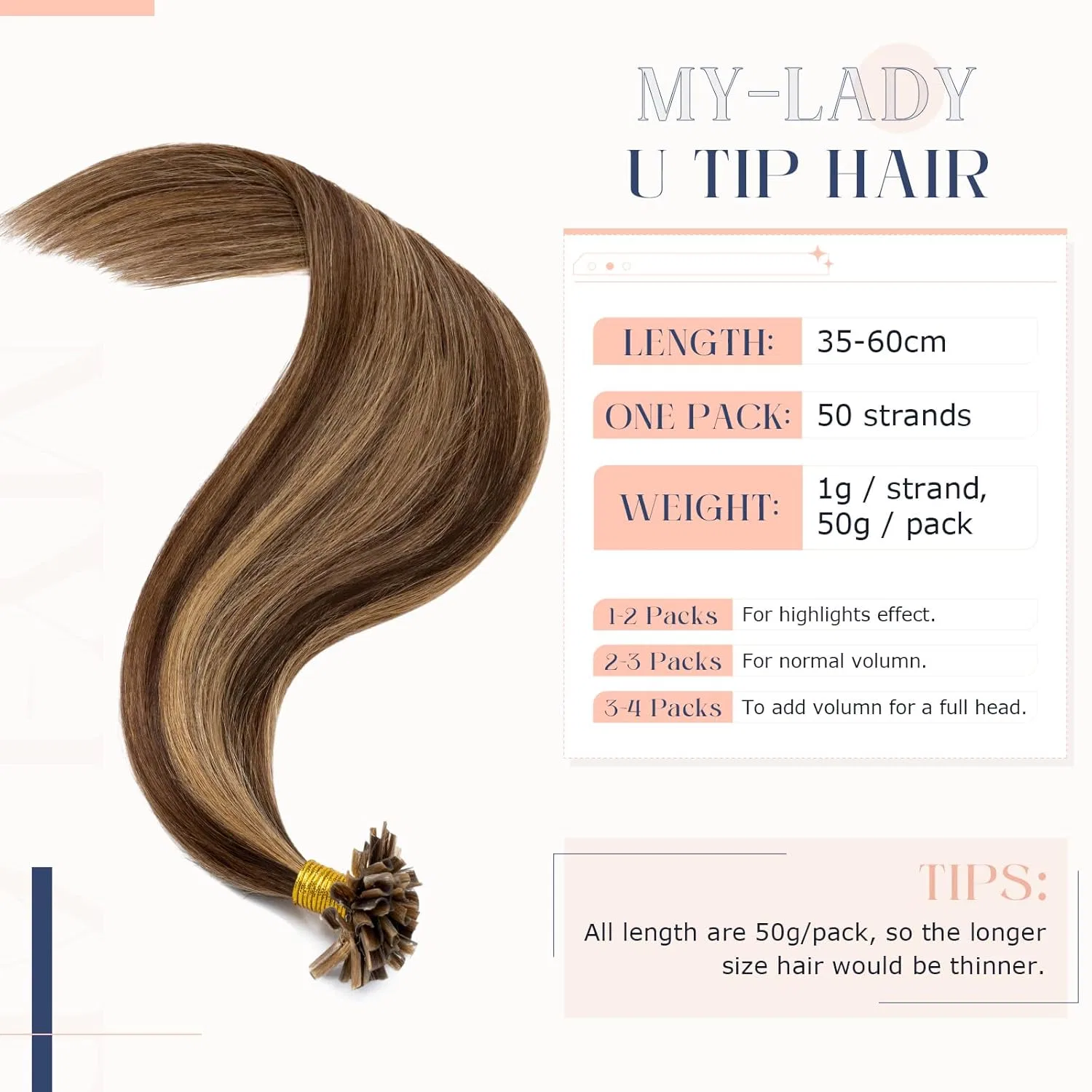 Накладные волосы на кератиновых капсулах 50 см от MY-LADY My-Lady — фото 2