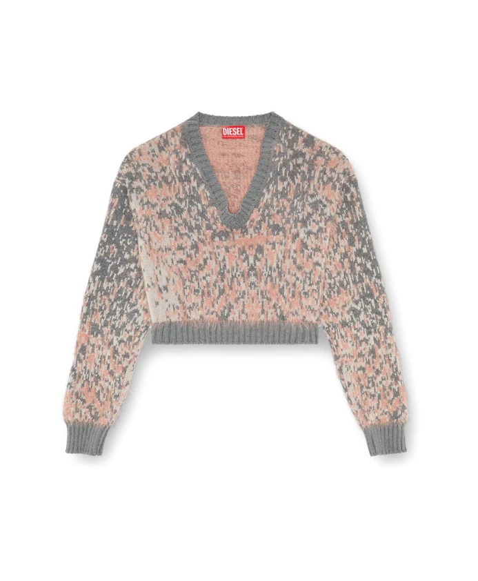 

Вязаный свитер с V-образным вырезом Diesel, серый