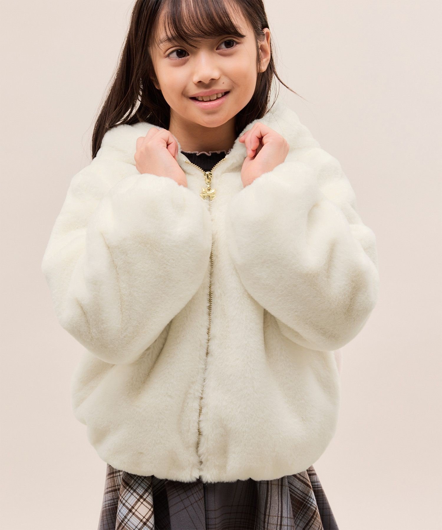 Пушистая блузка на молнии из искусственного меха ROPE' PICNIC KIDS, Off-white (15)