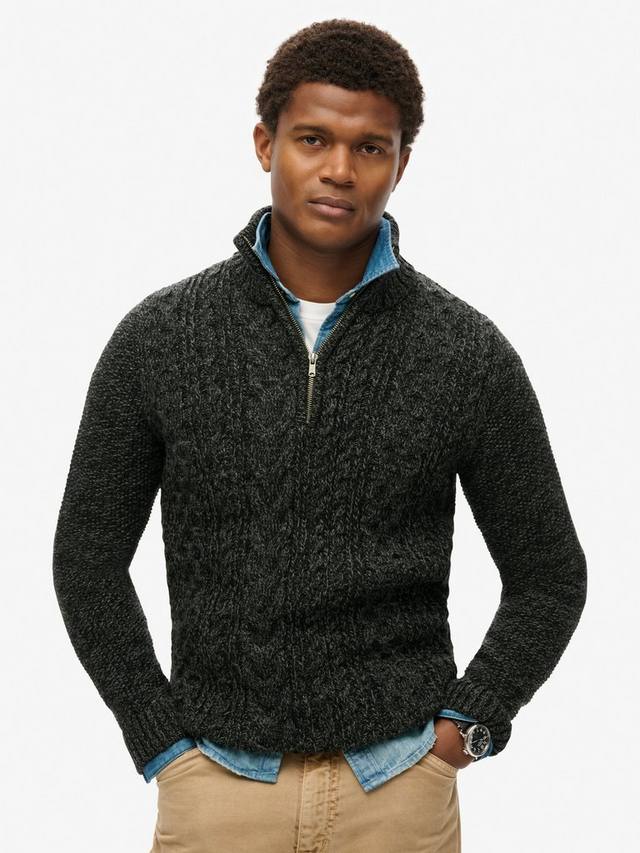 

Полузастегивающийся джемпер с косой вязкой Superdry