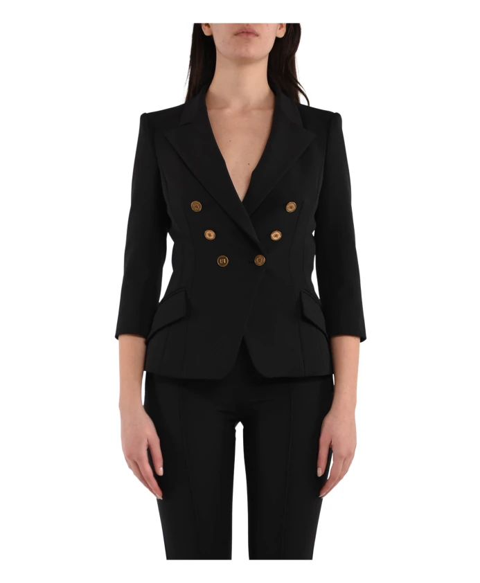 

Приталенный двубортный блейзер Elisabetta Franchi, черный