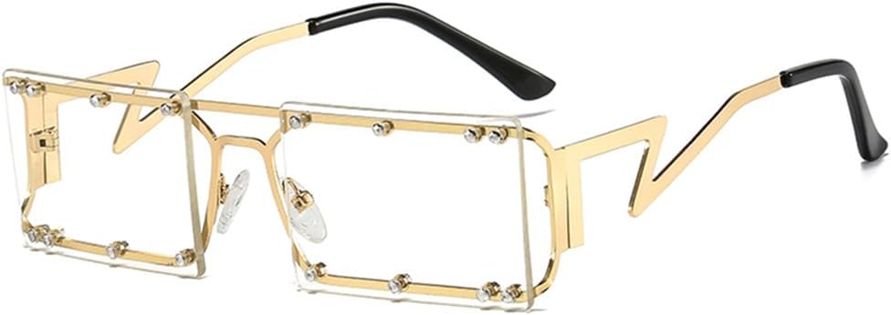 

Солнцезащитные очки прямоугольной формы для женщин и мужчин, с декоративными заклепками, металлическая оправа, поликарбонатные линзы, защита от УФ-излучения UV400 HDUBFY, C7