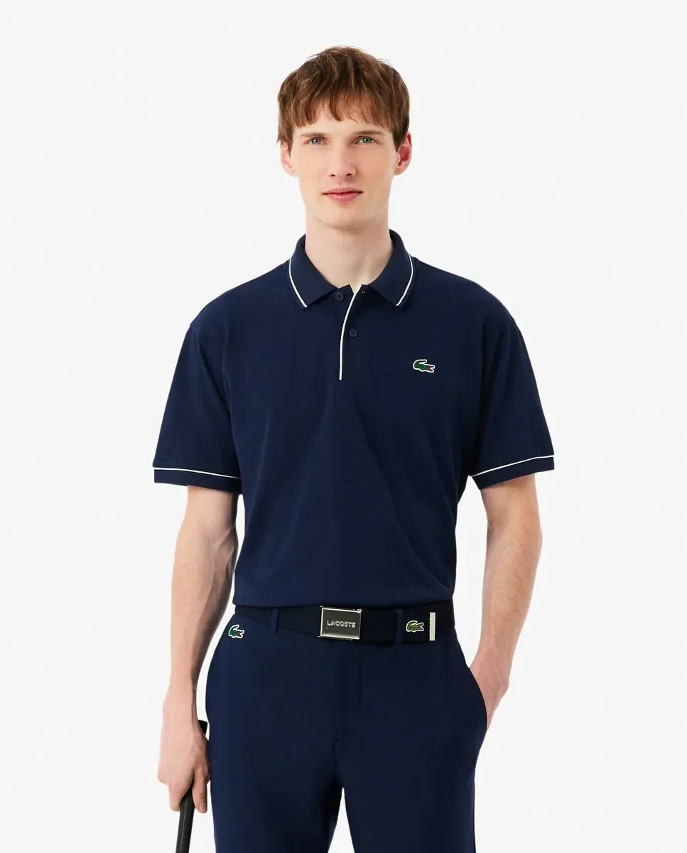 Мужская гольф-поло из минпикуэ с терморегуляцией Lacoste, темно-синий
