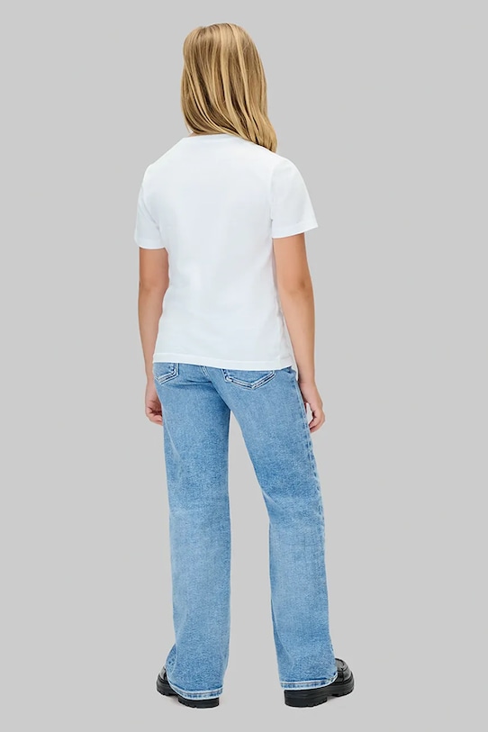 Детская хлопковая футболка Calvin Klein Jeans, белый — фото 3