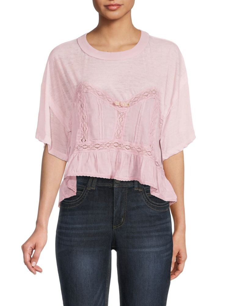 

Укороченный топ с заниженными плечами Fall In Love Free People, цвет Lilac Wine