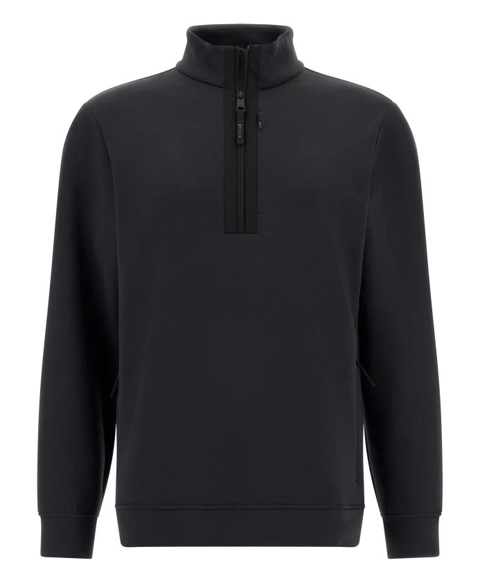 

Толстовка с воротником-поло B tech из смесовой хлопковой ткани, модель Scuba. Boggi Milano, черный