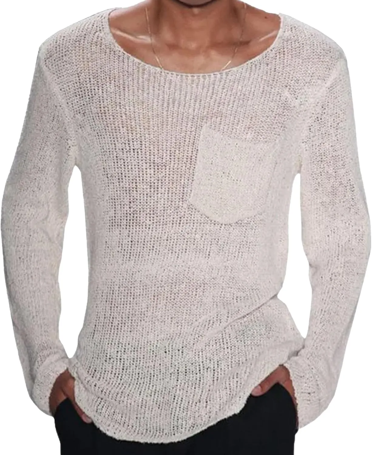 

Мужской однотонный легкий свитер с длинным рукавом Gsywaipei