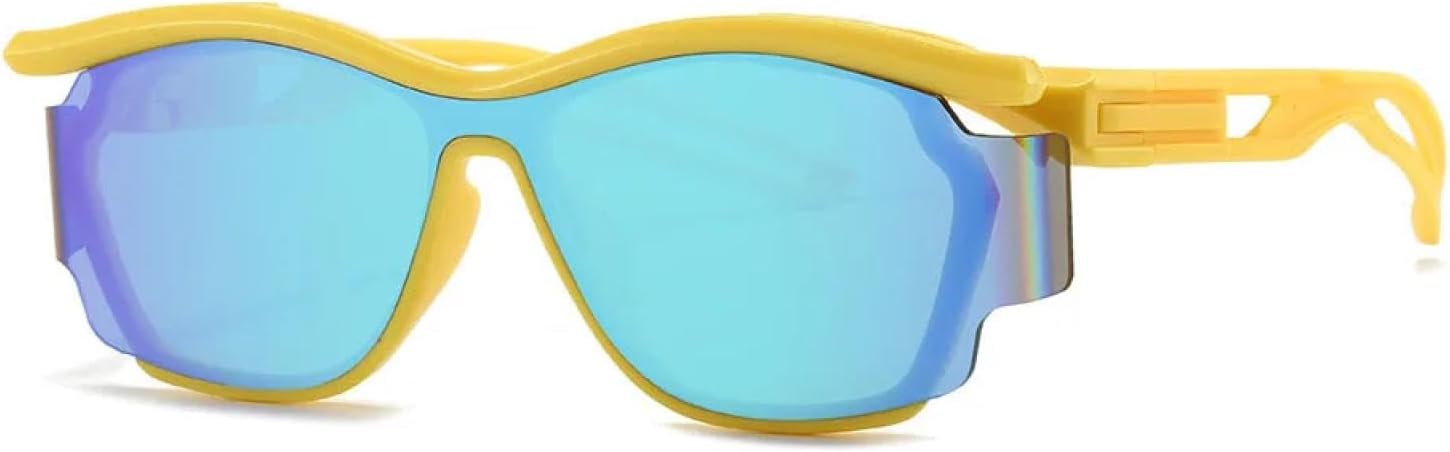 

Винтажные солнцезащитные очки с изогнутыми линзами для женщин и мужчин в стиле панк, для активного отдыха, велоспорта и других видов спорта TVTBBVV, Yellow Mirror Green