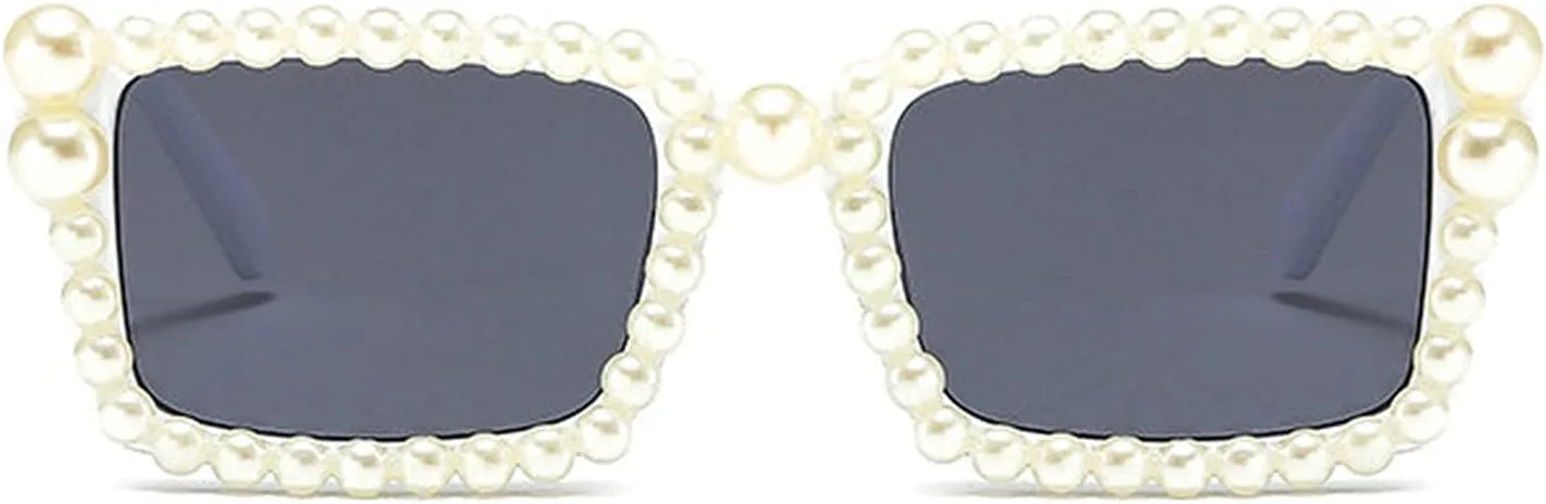 

Солнцезащитные очки Willochra Pearl для женщин, роскошные квадратные солнцезащитные очки со стразами, прямоугольные очки для вечеринок, 2pack-black&white