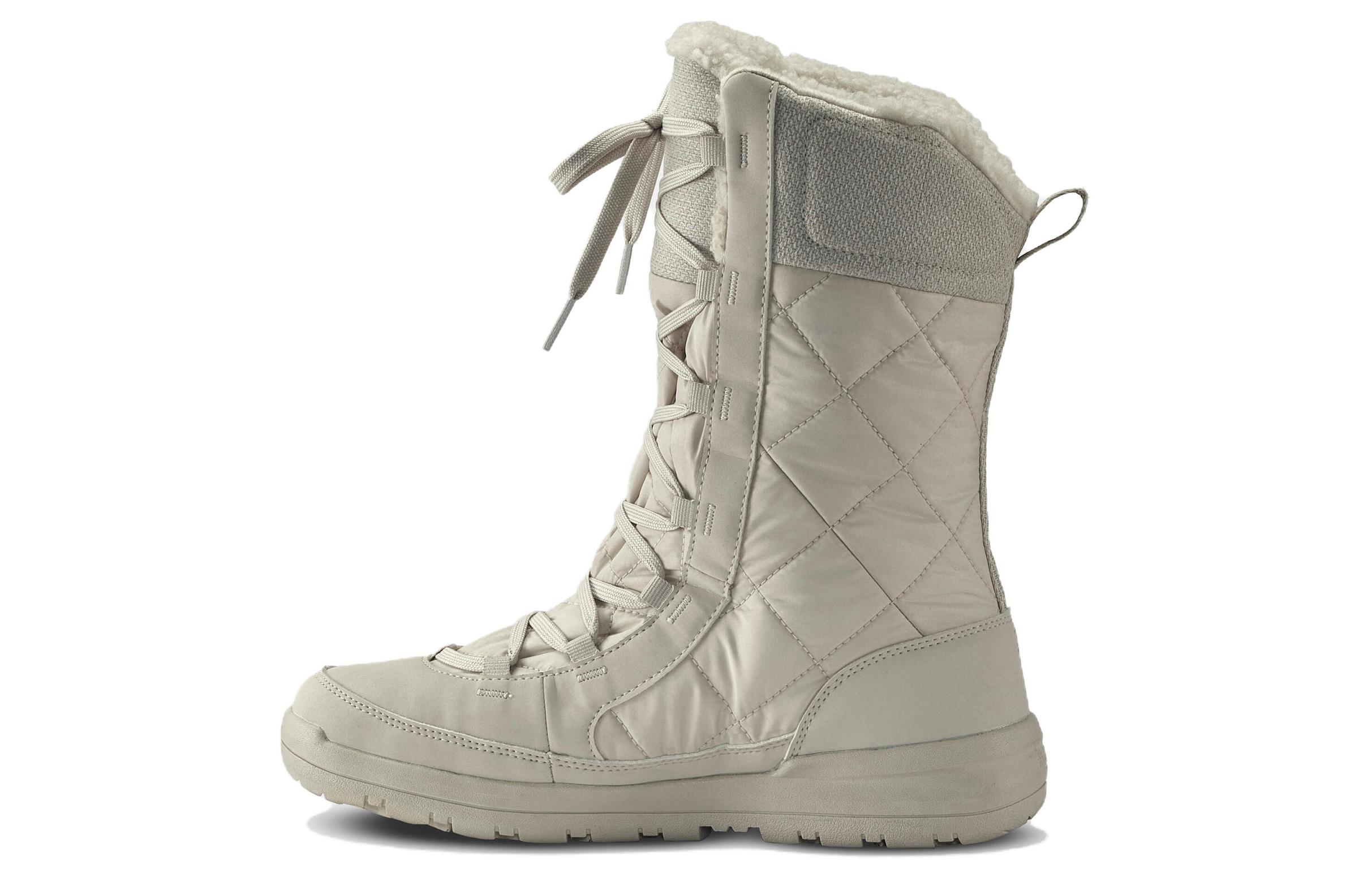 DECATHLON Женские треккинговые ботинки QUECHUA SH500 с высоким берцем, нескользящие, водонепроницаемые, теплые, белые, серые