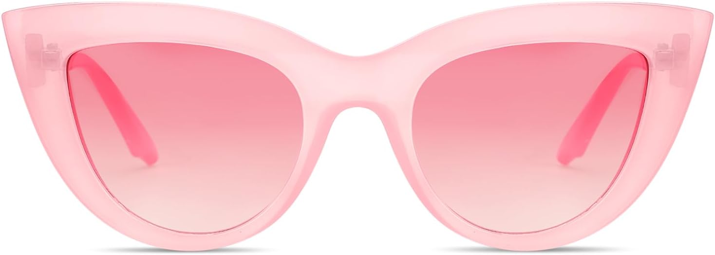 

Винтажные ретро-солнцезащитные очки Freckles Mark в форме «кошачьих глаз» для женщин, яркие, красочные, с защитой от УФ-излучения UV400, Milky Rose Pink With Pink Lenses