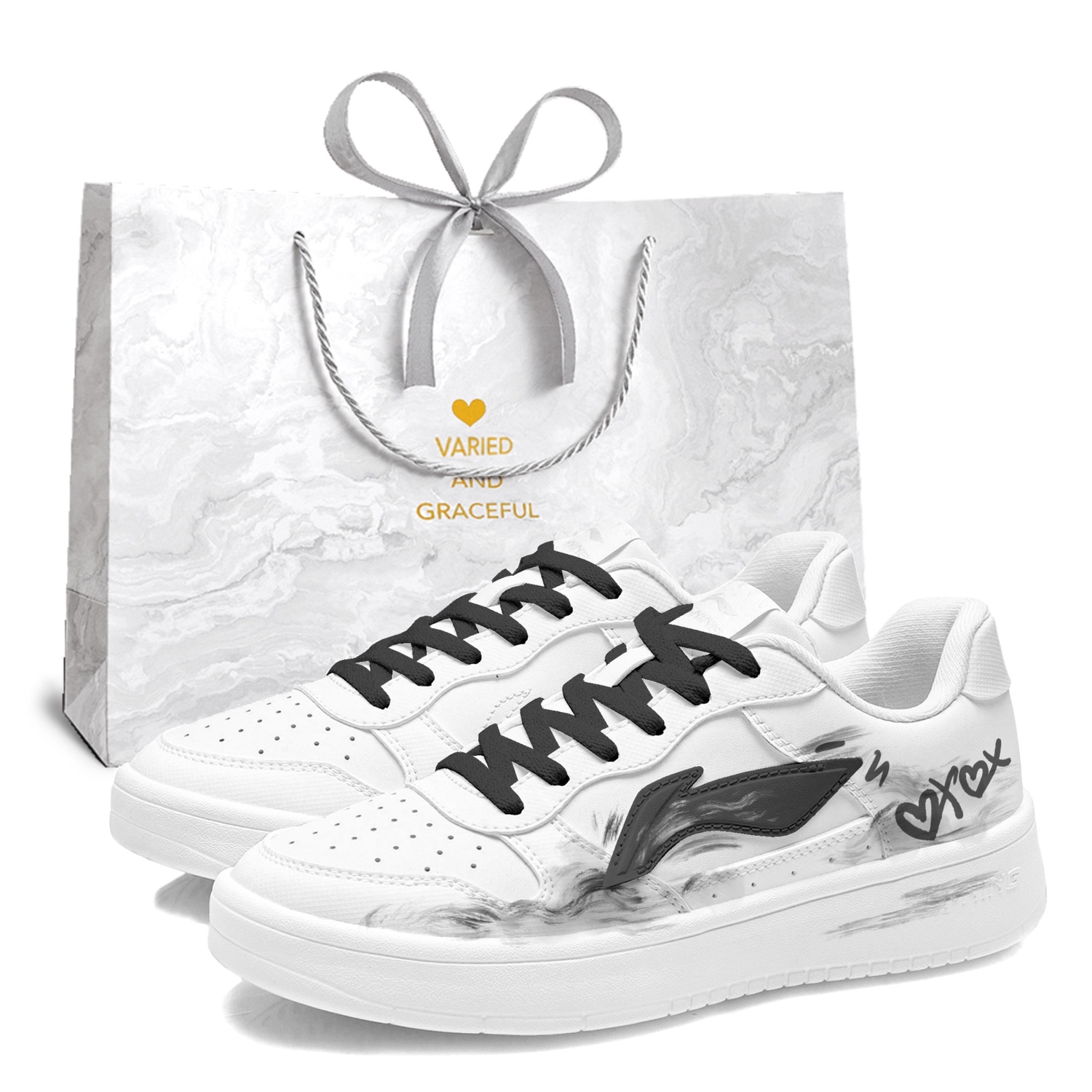 

Непромокаемые понтонные лодки устойчивые к скольжению, устойчивые к истиранию, дышащие низкие кроссовки для скейтбординга мужские LINING, черный/белый