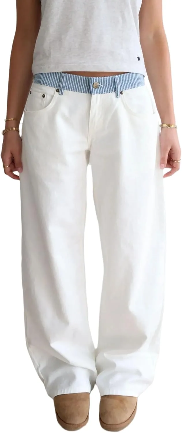 

Женские джинсы WROLEM с широкими штанинами и высокой посадкой