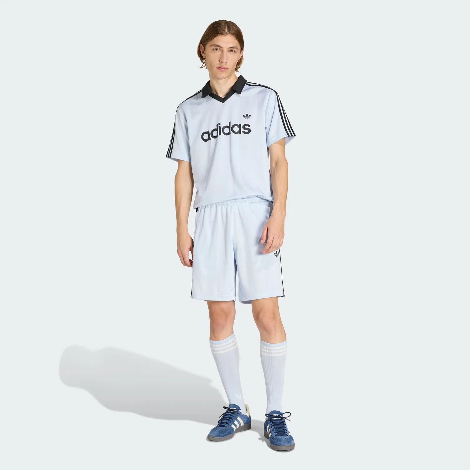 Мужская футболка поло Archive Collar Engineered Jersey, цвета Crystal Sky, от Adidas — фото 3