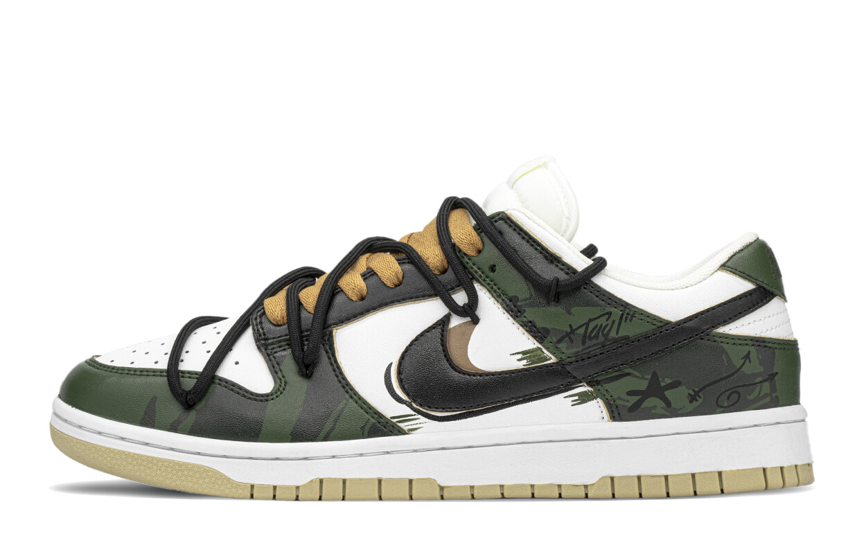 

Кроссовки Nike Dunk Skateboarding Shoes Men Low-top Black/green, черный/зеленый