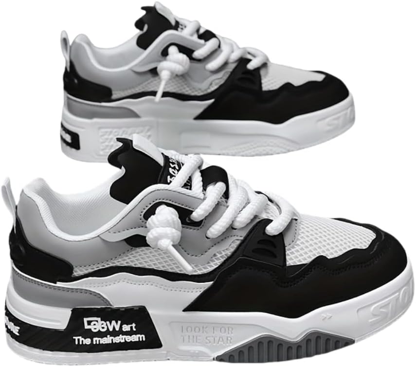 

Мужские всесезонные кеды для скейтборда - противоскользящие повседневные кеды с верхом из дышащей сетки, низкая посадка, шнуровка, для повседневной носки, пеших прогулок и активного отдыха на природе Hhhchpm, черный