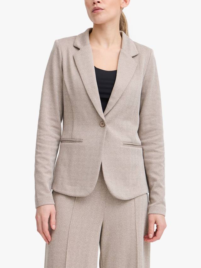 

Приталенный пиджак Kate в рубчик жаккард ICHI, Fungi/Almond Milk