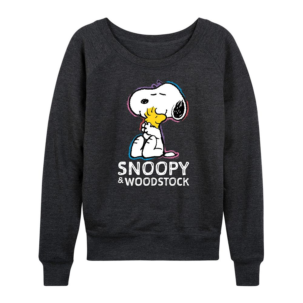 

Женский легкий свитшот из френч терри Peanuts Snoopy & Woodstock Licensed Character, цвет Heather Charcoal Gray