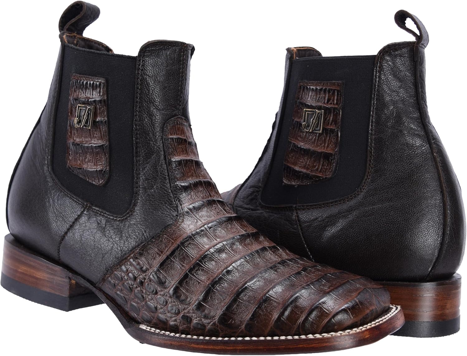 Мужские вестерн-бутсы Joe Boots 728, квадратный носок, короткие ковбойские/челси-бутсы, кожа с экзотическим принтом каймана Joe Exclusive, коричневый — фото 3