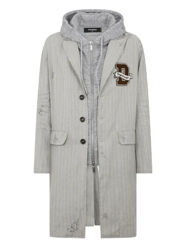 Однобортное пальто с капюшоном Dsquared2, серый