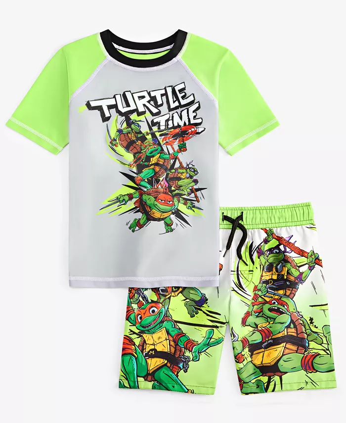 

Детский купальный комплект для мальчиков TMNT: рашгард и плавки Dreamwave, зеленый