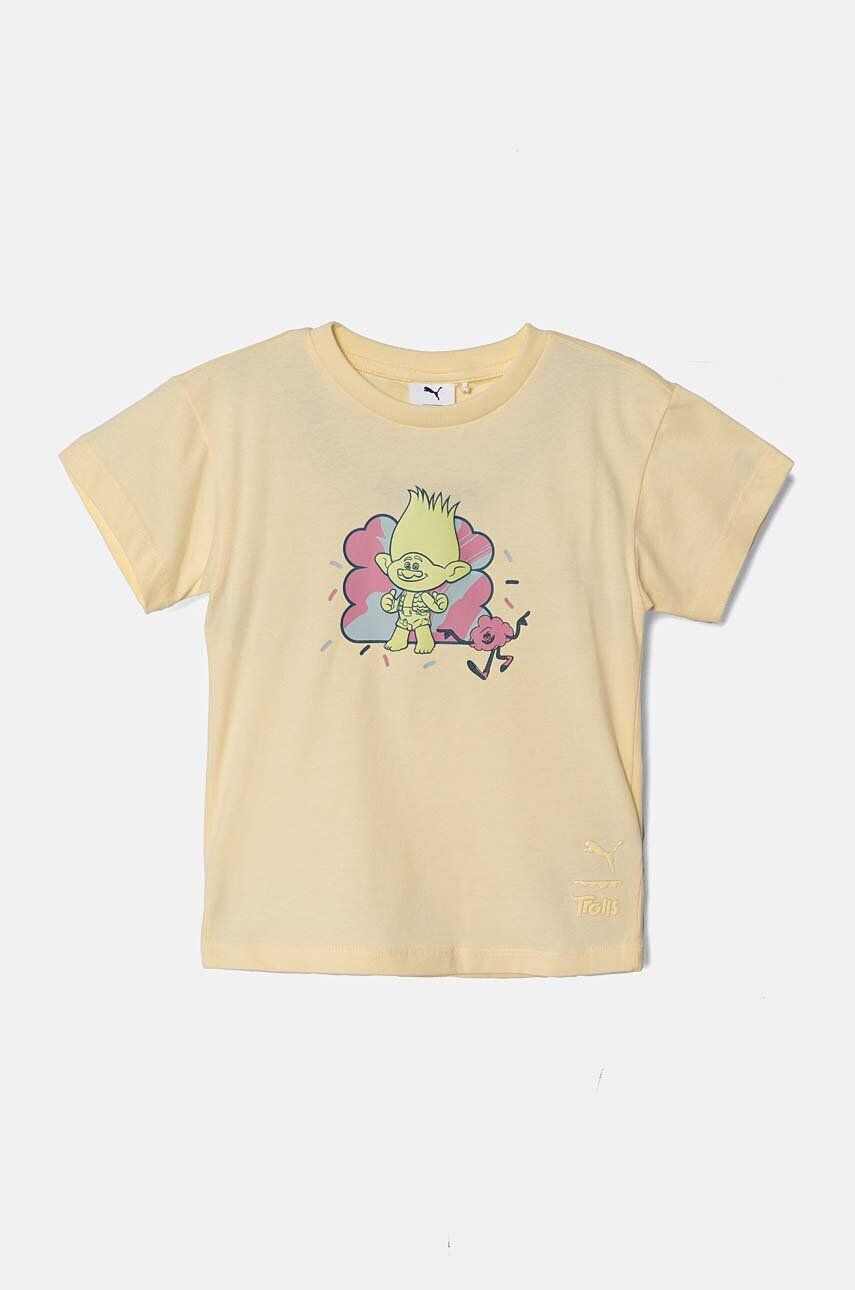 

Детская хлопковая футболка Puma X TROLLSphic Tee, желтый