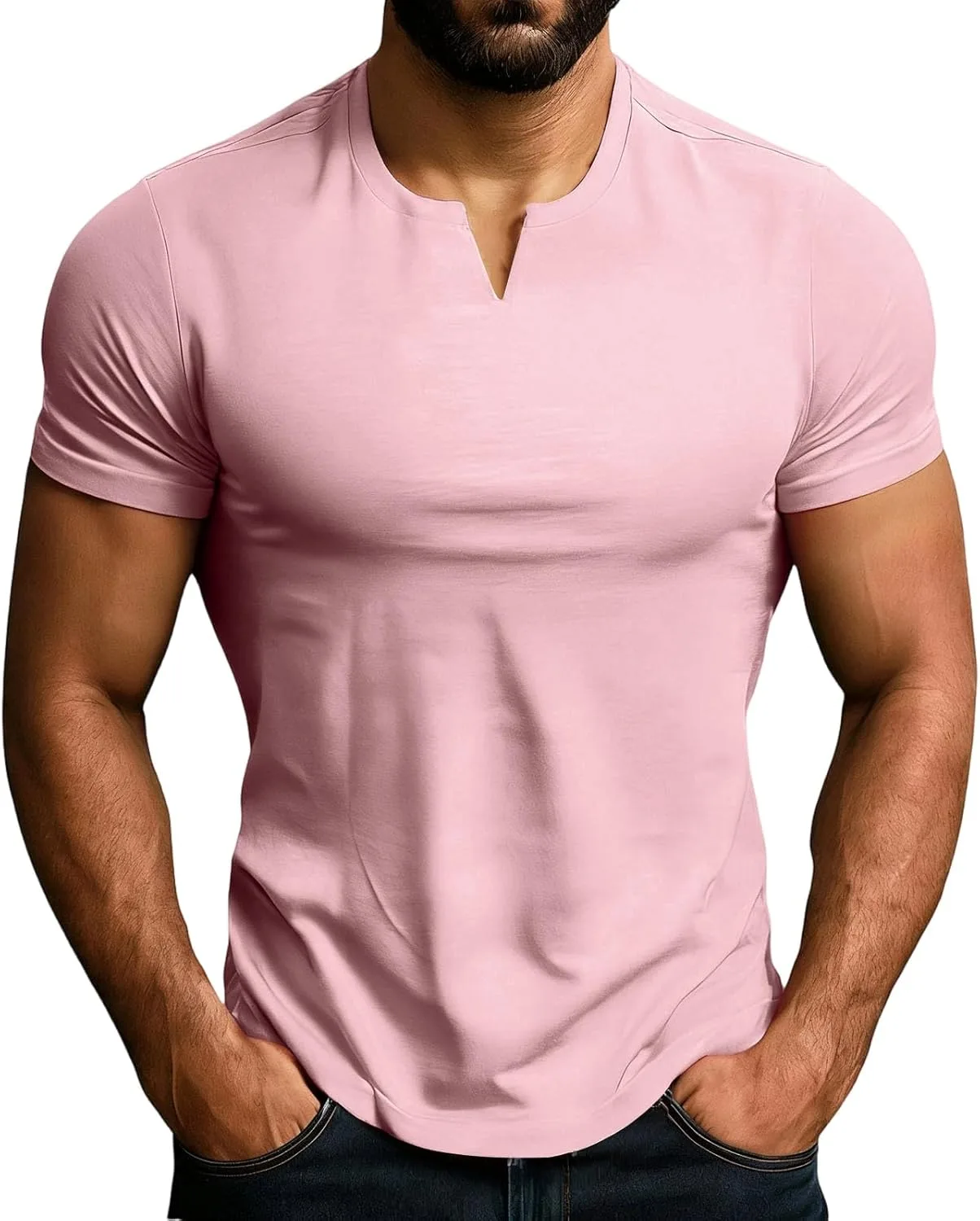 

Футболка-поло Henley с коротким рукавом для мужчин, летняя, casual