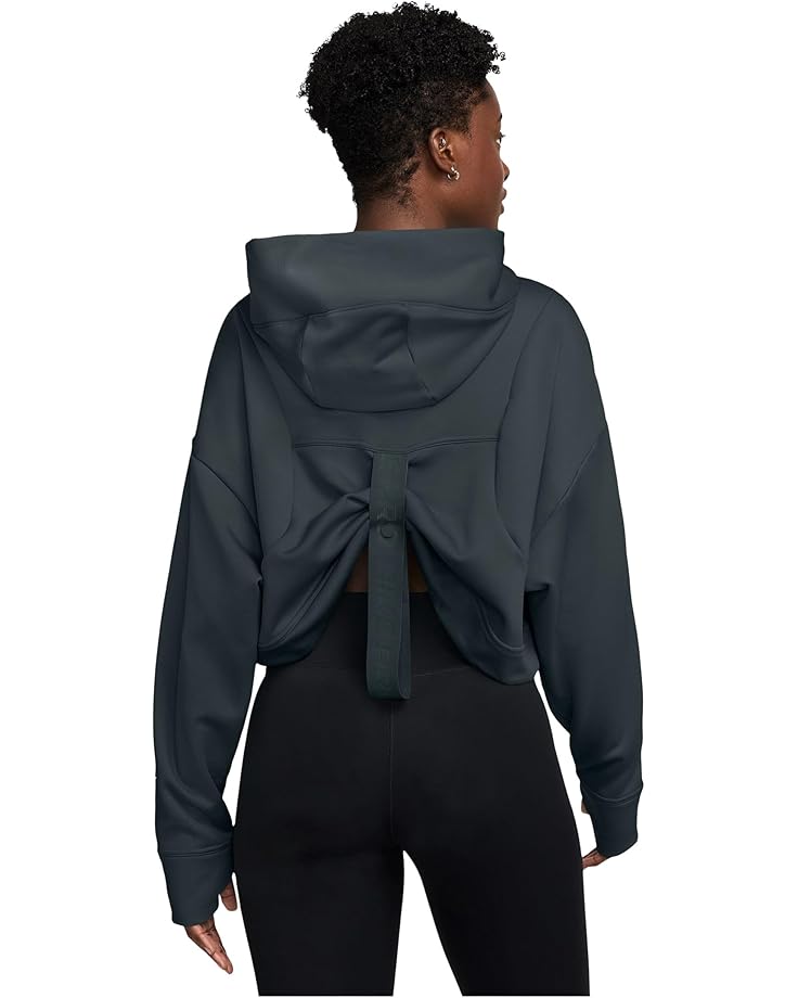Женский худи Nike Pro Therma-Fit Fleece, Seaweed/White — фото 2