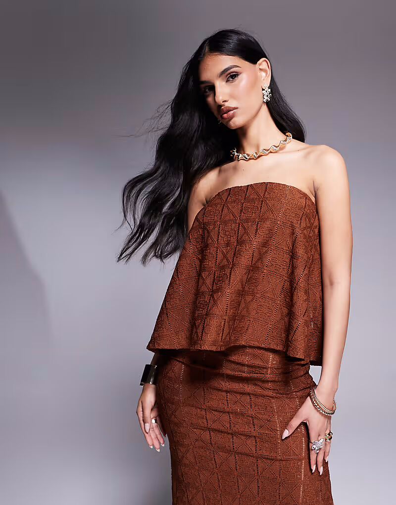 

Свободный бандо-бандо ASOS DESIGN от ASOS DESIGN, связанный крючком, шоколадного цвета