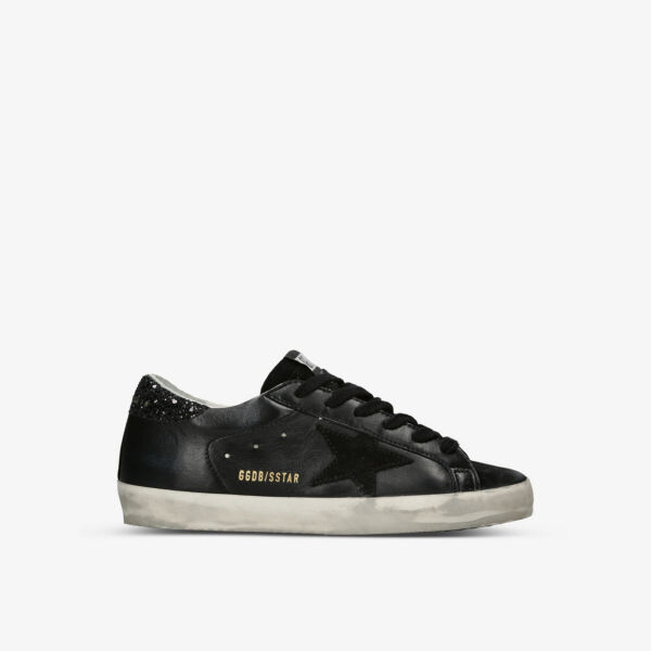 Замшевые кожаные кроссовки Super-Star со звездами Golden Goose, черный