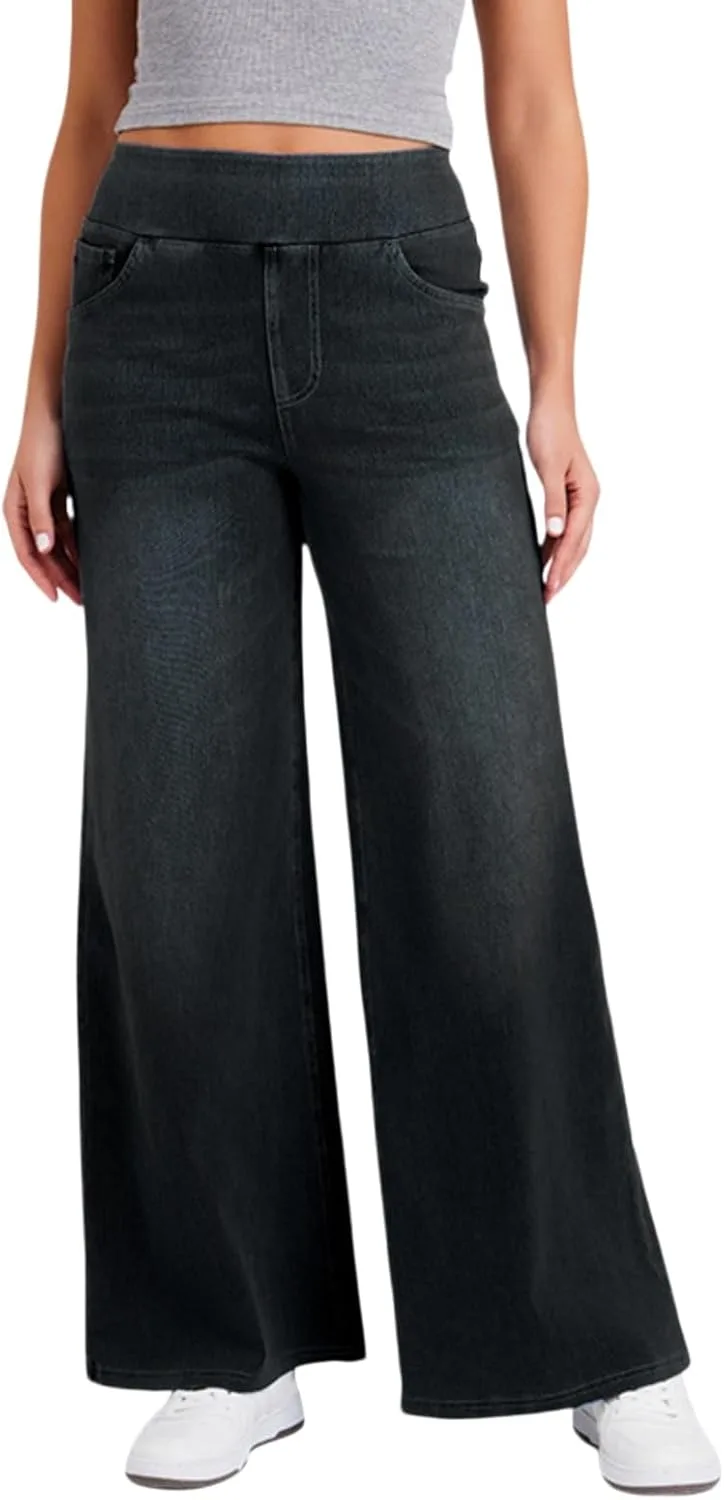 Брюки-джоггеры женские baggy sweatpant jeans wide leg с высокой талией