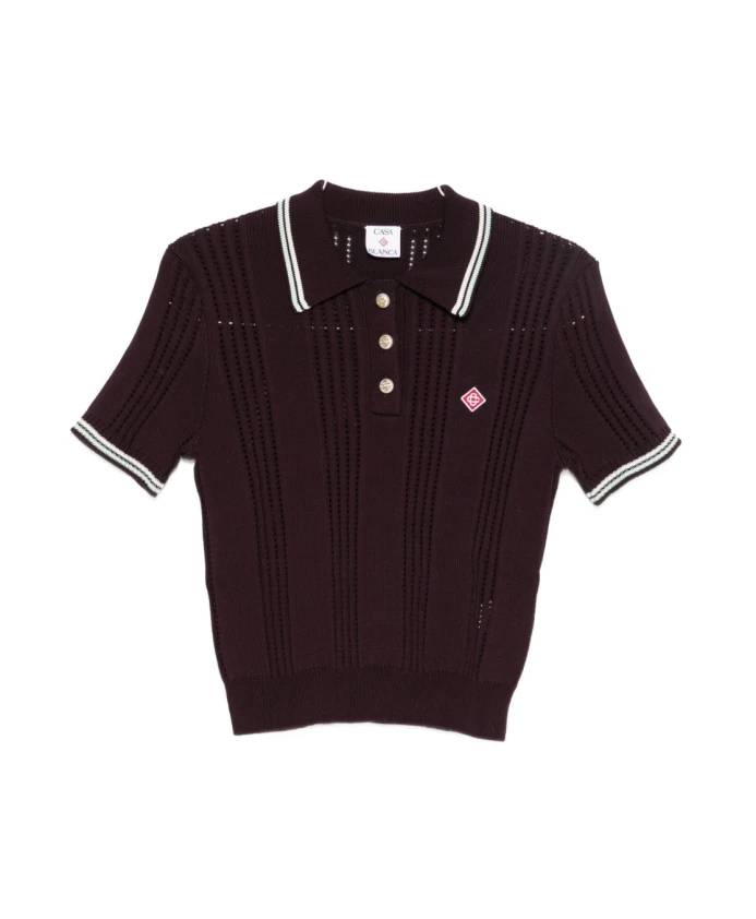 

Полосатая фиолетовая рубашка-поло с короткими рукавами Casablanca, фиолетовый