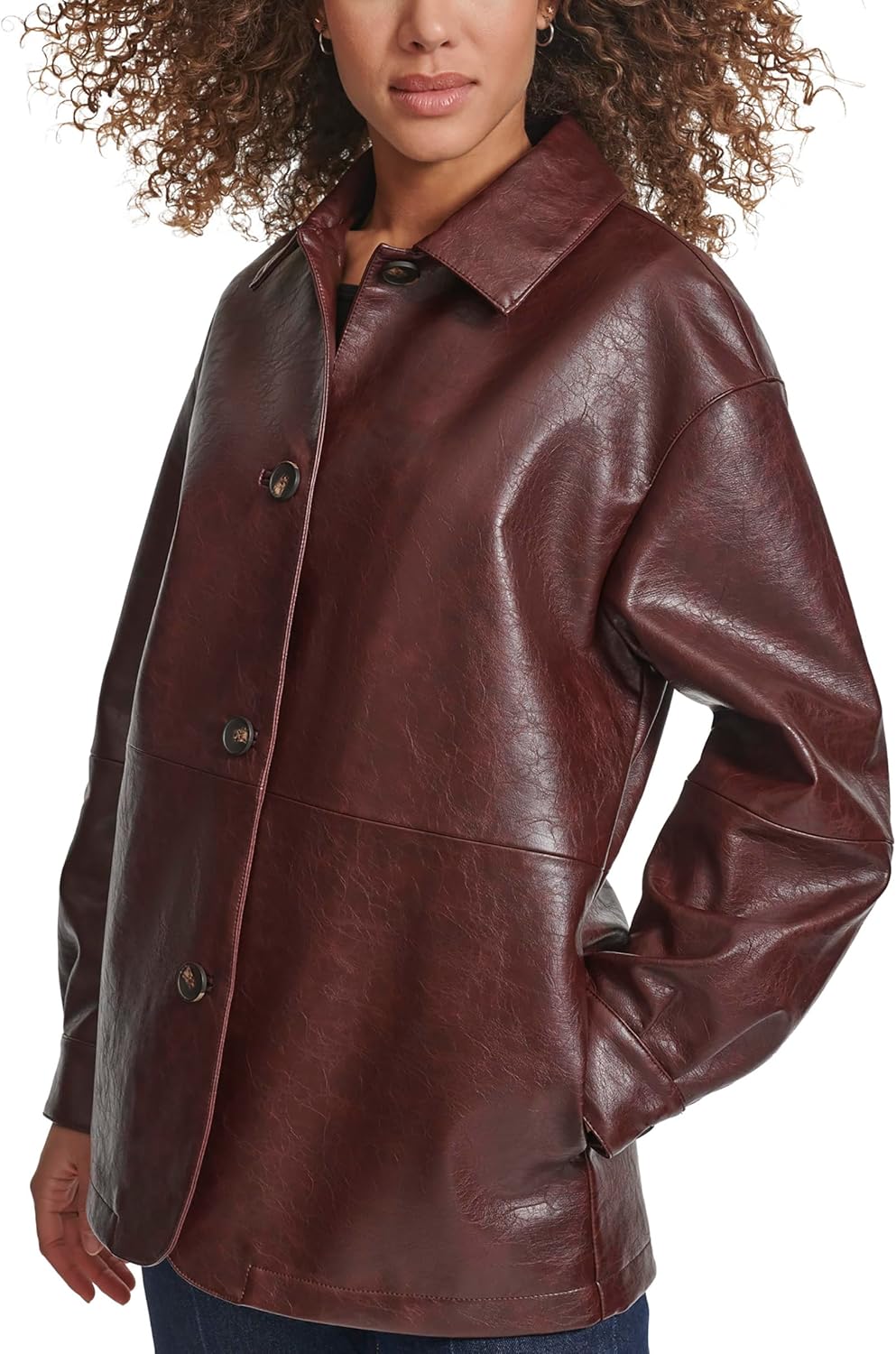 Женский свободный пиджак Levi's из искусственной кожи, Oxblood Gloss — фото 2