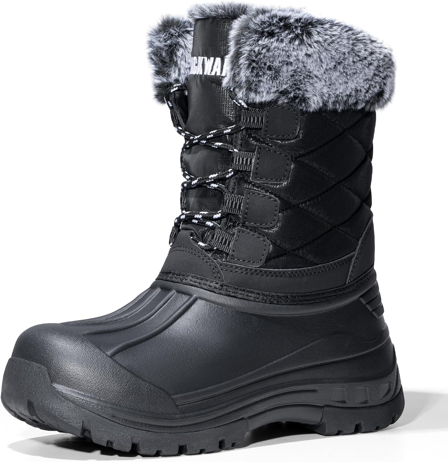 

Зимние мужские ботинки для снега, водонепроницаемые, утепленные, с нескользящей подошвой, плюшевой подкладкой, легкие, теплые, тактические, и для походов Lackwar, черный